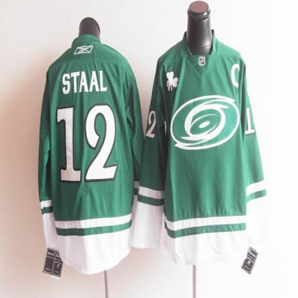 Hurricanes St Patty's Day #12 Eric Staal Green Stitched Jersey