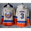 Islanders #3 Travis Hamonic Cream Sawyer Hooded Sweatshirt Stitched Jersey