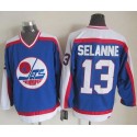 Jets #13 Teemu Selanne Blue White CCM Throwback Stitched Jersey