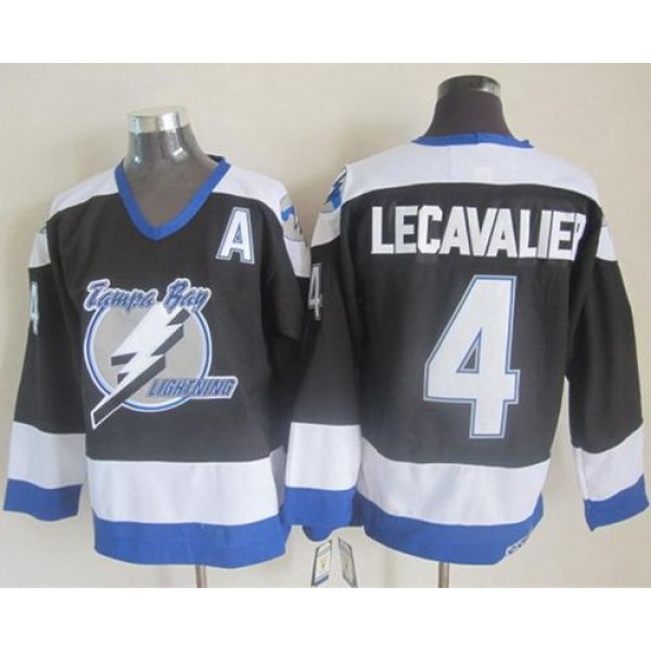 Lightning #4 Vincent Lecavalier Black CCM Throwback Stitched Jersey