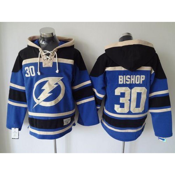 Lightning #30 Ben Bishop Blue Sawyer Hooded Sweatshirt Stitched Jersey