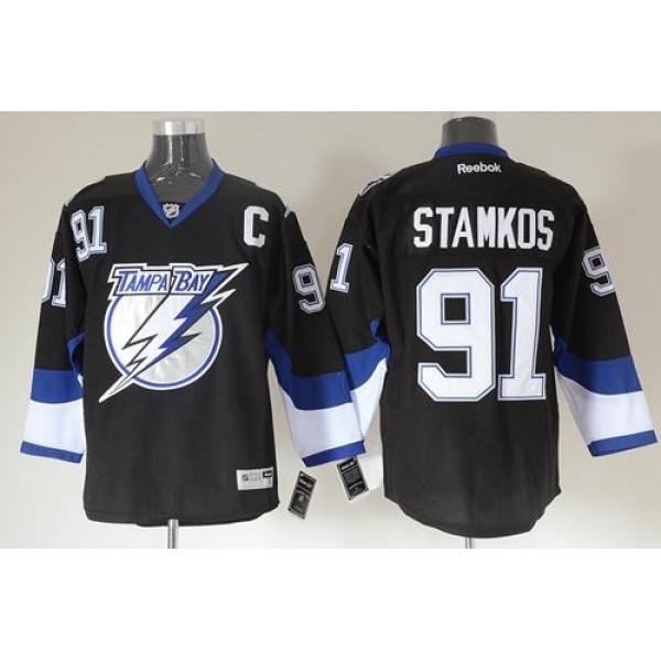 Lightning #91 Steven Stamkos Black Stitched Jersey
