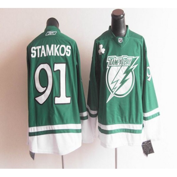 Lightning St Patty's Day #91 Steven Stamkos Green Stitched Jersey