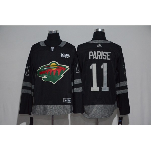 Minnesota Wild #11 Zach Parise Black 1917-2017 100th Anniversary Stitched Jersey