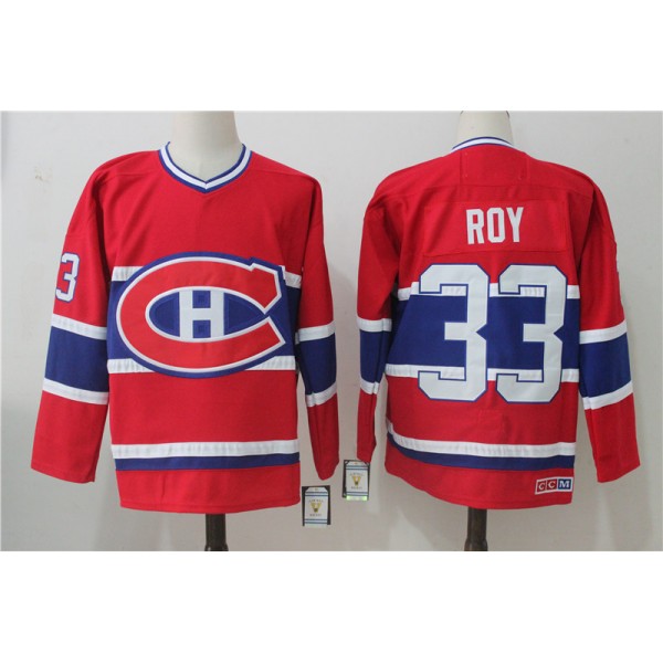 Montreal Canadiens #33 Patrick Roy Red Throwback CCM Stitched Jersey