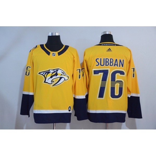 Nashiville Predators #76 P.K Subban Yellow Adidas Stitched Jersey