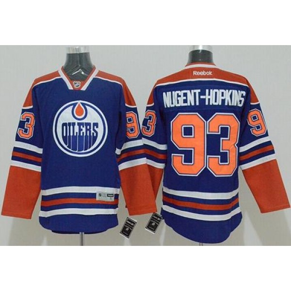 Oilers #93 Nugent-Hopkins Ligtht Blue Stitched Jersey