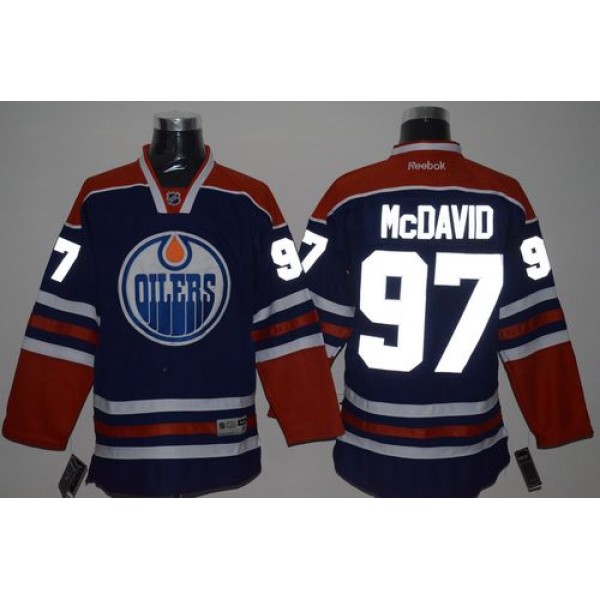 Oilers #97 Connor McDavid Light Blue Reflective Version Stitched Jersey