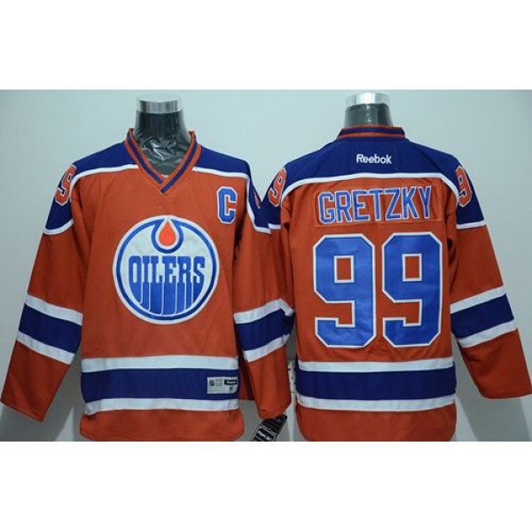 Oilers #99 Wayne Gretzky Orange CCM Throwback Stitched Jersey