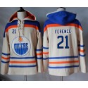Oilers #21 Andrew Ference Cream Sawyer Hooded Sweatshirt Stitched Jersey