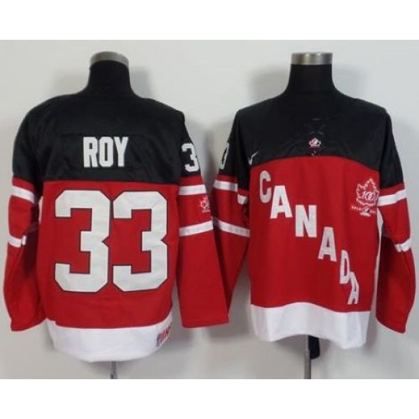 Olympic CA. #33 Patrick Roy Red 100th Anniversary Stitched Jersey