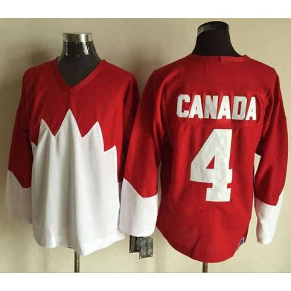 Olympic CA. #4 Canada Red White 1972 Commemorative CCM Stitched Jersey
