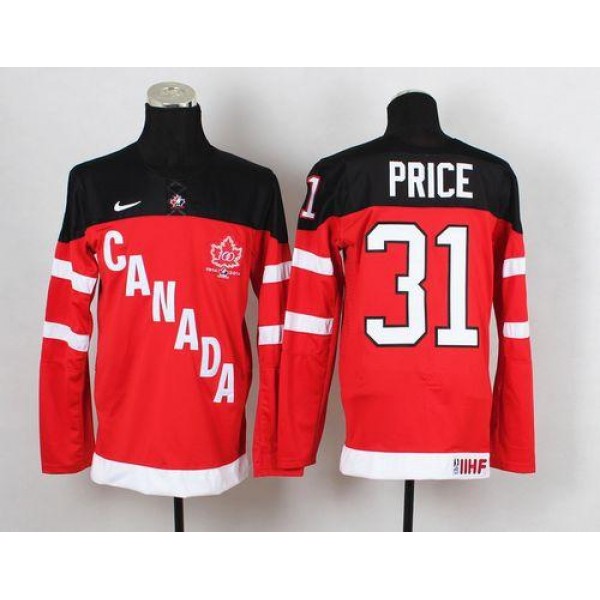 Olympic CA. #31 Carey Price Red 100th Anniversary Stitched Jersey