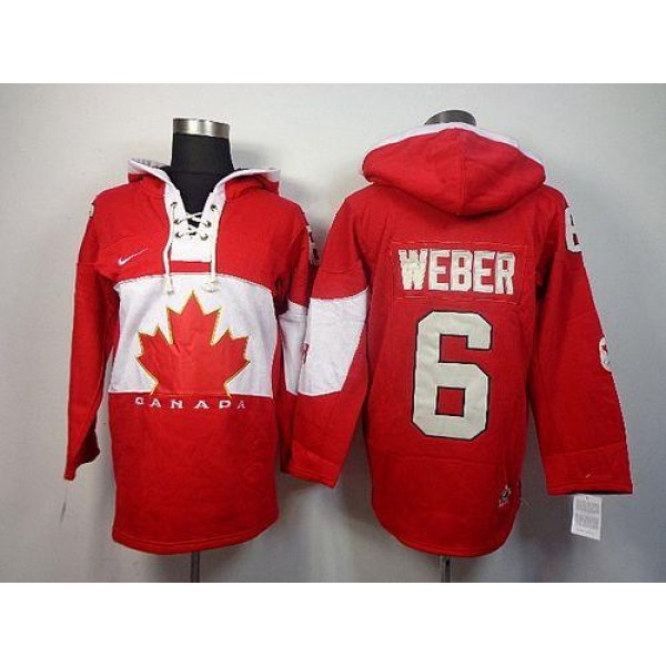 Olympic CA. #6 Shea Weber Red Sawyer Hooded Sweatshirt Stitched Jersey