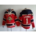 Panthers #1 Roberto Luongo Red Sawyer Hooded Sweatshirt Stitched Jersey