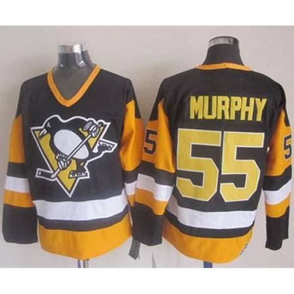 Penguins #55 Larry Murphy Black CCM Throwback Stitched Jersey