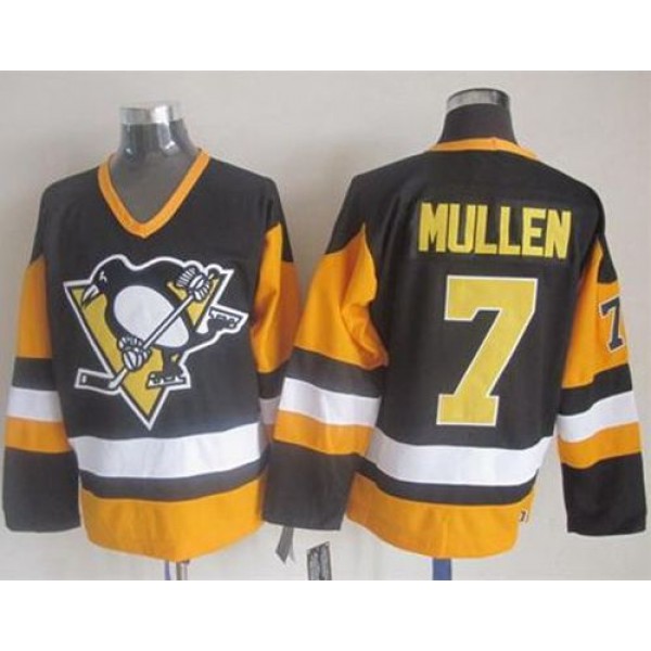 Penguins #7 Joe Mullen Black CCM Throwback Stitched Jersey