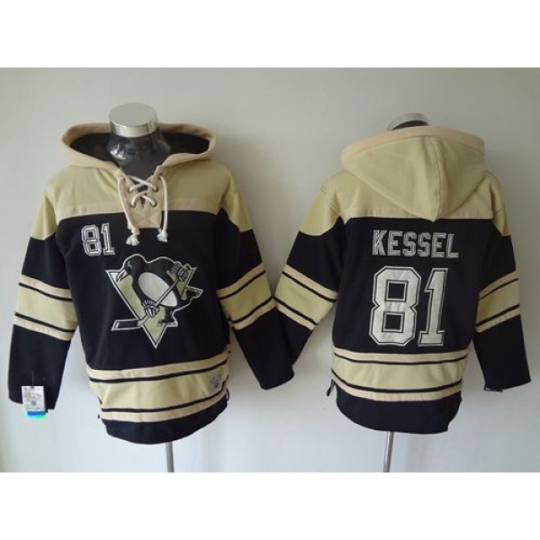 Penguins #81 Phil Kessel Black Sawyer Hooded Sweatshirt Stitched Jersey