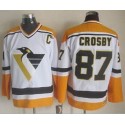 Penguins #87 Sidney Crosby White Yellow CCM Throwback Stitched Jersey