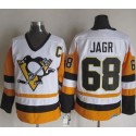 Penguins #68 Jaromir Jagr White Black CCM Throwback Stitched Jersey