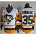 Penguins #35 Tom Barrasso White Black CCM Throwback Stitched Jersey