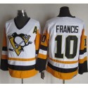 Penguins #10 Ron Francis White Black CCM Throwback Stitched Jersey