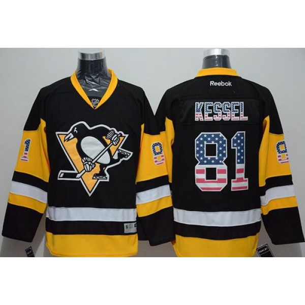 Penguins #81 Phil Kessel Black Alternate USA Flag Fashion Stitched Jersey