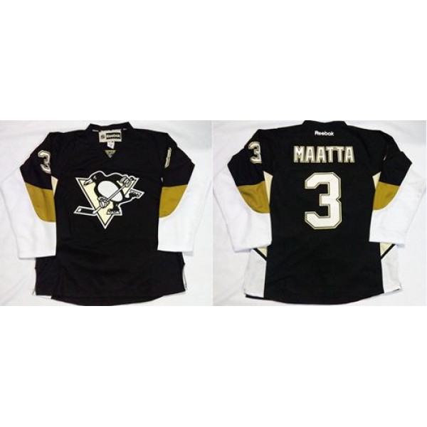 Penguins #3 Olli Maatta Black Home Stitched Jersey