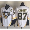 Penguins #87 Sidney Crosby White CCM Throwback Stitched Jersey