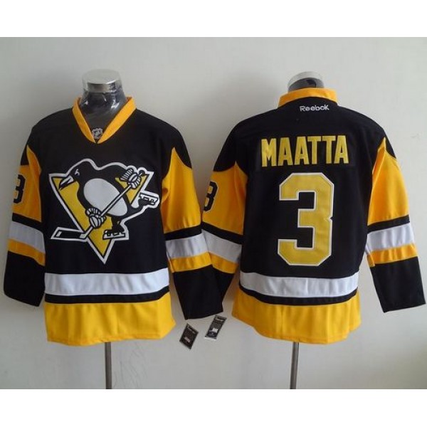Penguins #3 Olli Maatta Black Alternate Stitched Jersey