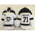 Penguins #71 Evgeni Malkin White Sawyer Hooded Sweatshirt Stitched Jersey