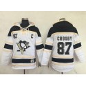 Penguins #87 Sidney Crosby White Sawyer Hooded Sweatshirt Stitched Jersey