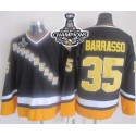 Penguins #35 Tom Barrasso Black Yellow CCM Throwback 2016 Stanley Cup Champions Stitched Jersey