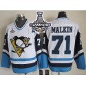 Penguins #71 Evgeni Malkin White Blue CCM Throwback 2016 Stanley Cup Champions Stitched Jersey