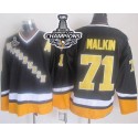 Penguins #71 Evgeni Malkin Black Yellow CCM Throwback 2016 Stanley Cup Champions Stitched Jersey