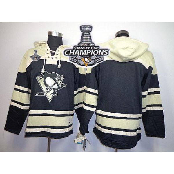 Penguins Blank Black Sawyer Hooded Sweatshirt 2016 Stanley Cup Champions Stitched Jersey