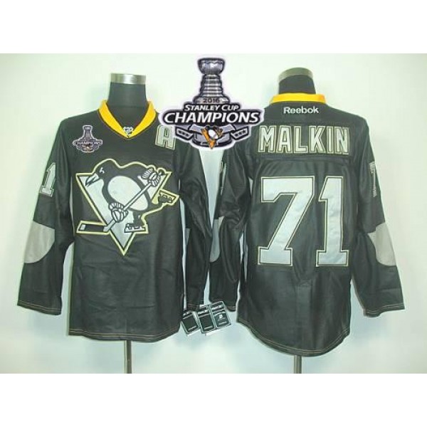 Penguins #71 Evgeni Malkin Black Ice 2016 Stanley Cup Champions Stitched Jersey