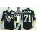Penguins #71 Evgeni Malkin Black Autographed 2016 Stanley Cup Champions Stitched Jersey