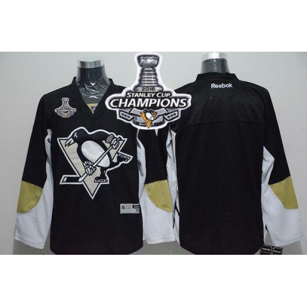 Penguins Blank Black 2016 Stanley Cup Champions Stitched Jersey