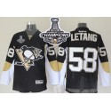Penguins #58 Kris Letang Black 2016 Stanley Cup Champions Stitched Jersey