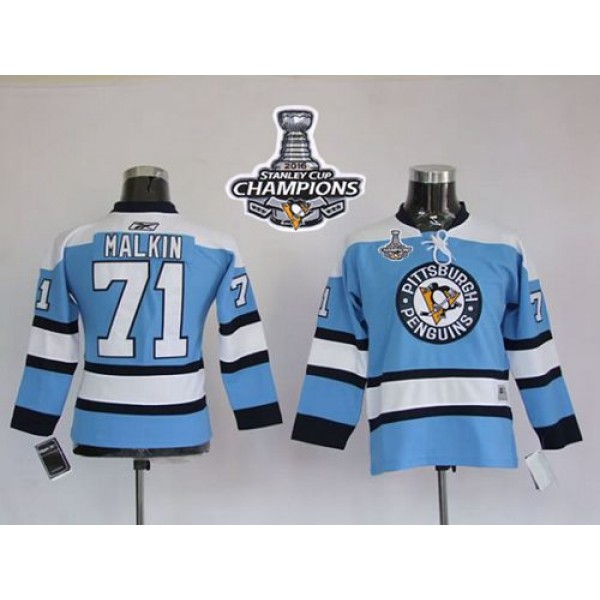Penguins #71 Evgeni Malkin Blue 2016 Stanley Cup Champions Stitched Jersey