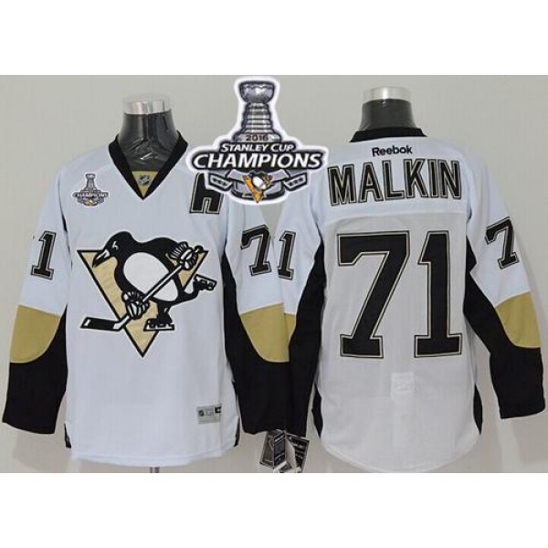 Penguins #71 Evgeni Malkin White 2016 Stanley Cup Champions Stitched Jersey