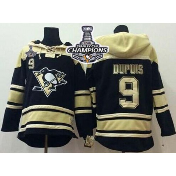 Penguins #9 Pascal Dupuis Black Sawyer Hooded Sweatshirt 2016 Stanley Cup Champions Stitched Jersey