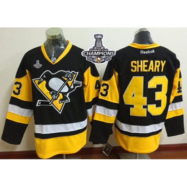 Penguins #43 Conor Sheary Black Alternate 2016 Stanley Cup Champions Stitched Jersey