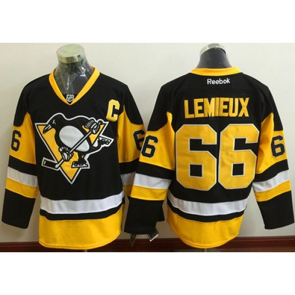 Penguins #66 Mario Lemieux Black Alternate Stitched Jersey