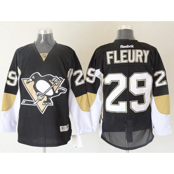Penguins #29 Andre Fleury Black Stitched Jersey