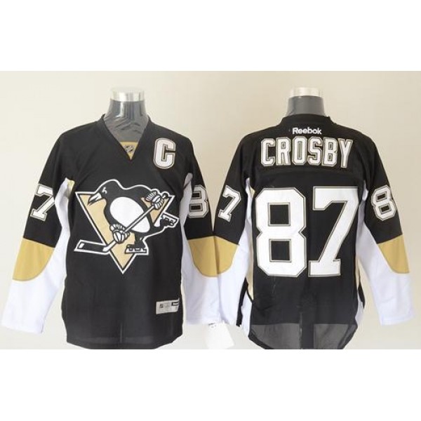 Penguins #87 Sidney Crosby Black Stitched Jersey