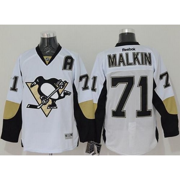 Penguins #71 Evgeni Malkin White Stitched Jersey