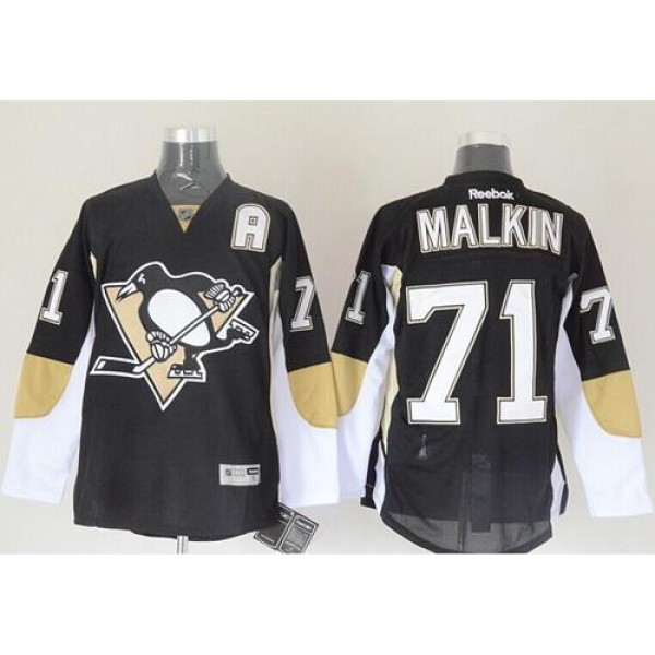 Penguins #71 Evgeni Malkin Black Stitched Jersey