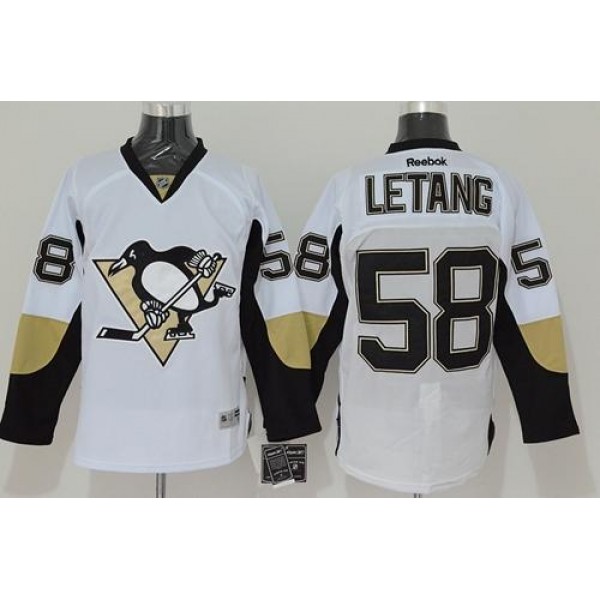 Penguins #58 Kris Letang White Stitched Jersey